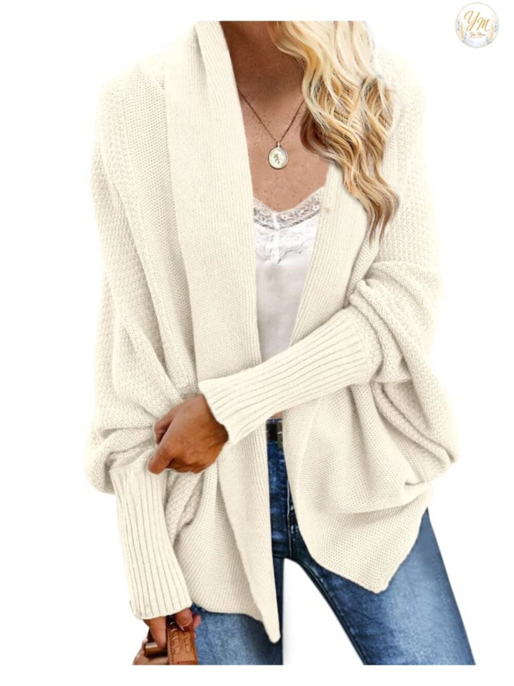 Batwing Cable Knitted Oversized Wrap Cardigan Sweater